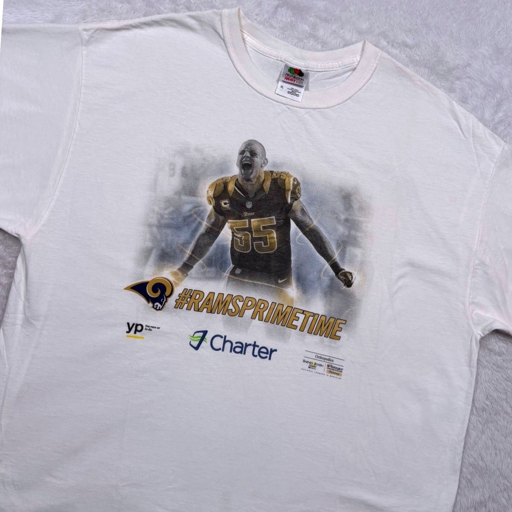 St Louis Rams James Laurinaitis Fruit of Loom T-Shirt Men XL (FIT M)Promo White